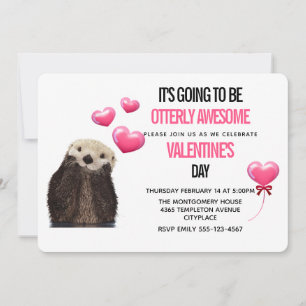 Süße Otter mit Herzen Valentinstagsparty Einladung