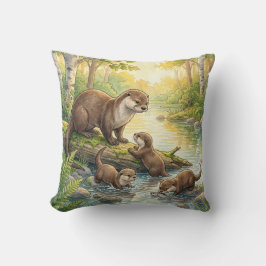 Süße Otter und Babys Fluss- und Seetiere  Kissen