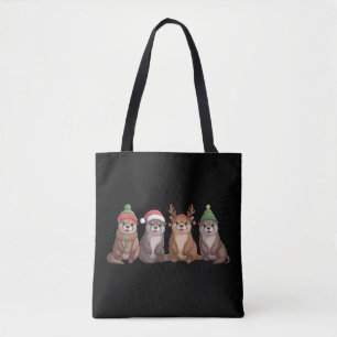 Süße Otter Weihnachten Lustige Weihnachtslichter T Tasche