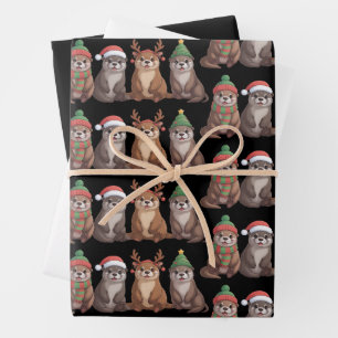 Süße Otter-Weihnachts lustige Xmas Lichter Tier  Geschenkpapier Set