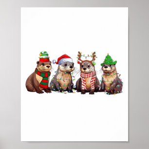 Süße Otter-Weihnachts-Pyjama Lustige Xmas-Lichter Poster