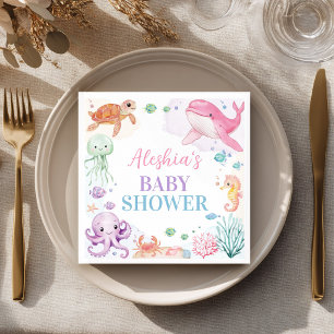 Süße Ozean-Tiere sehen euch bald Baby-Party Serviette