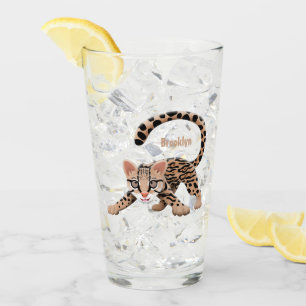 Süße Ozelot-Cartoon-Illustration Glas