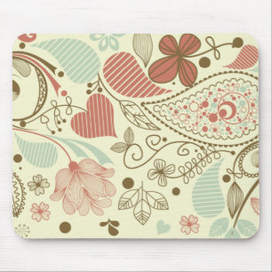 Süße Paisley-Herzen und Blumen Retro-Blumenmuster Mousepad