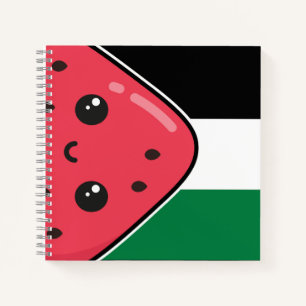 Süße Palästina-Flagge mit Wassermelone - Freies Pa Notizblock