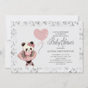 Süße Panda-Bär-Ballerina-Baby-Mädchen-Party Einladung