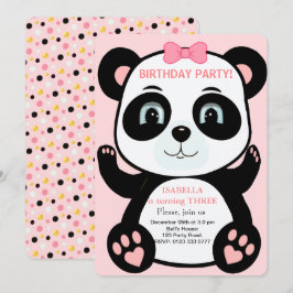 Süße Panda-Bär-Mädchen-Geburtstagseinladung Einladung
