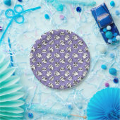 Süße Panda-Bären-Pfote blauer Hintergrund Pappteller (Party)