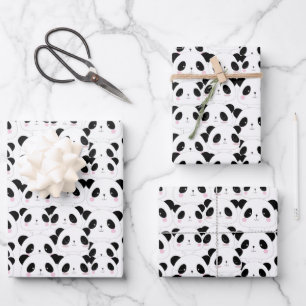 Süße Panda-Cartoon-Kunst Geschenkpapier Set