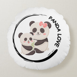 Süße Panda-Familie Rundes Kissen
