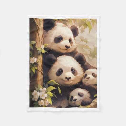 Süße Panda-Familienbäume-Decke Fleecedecke (Vorderseite)