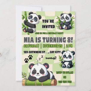 Süße Panda-Geburtstagseinladung  Einladung