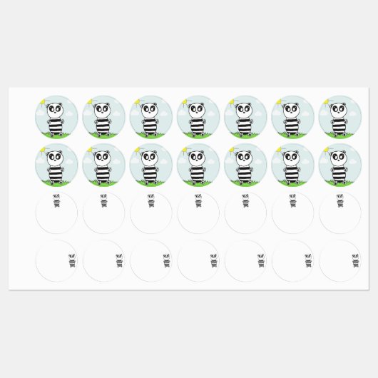 Süße Panda-Illustration Etiketten (Blatt)