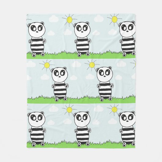 Süße Panda-Illustration Fleecedecke (Vorderseite)