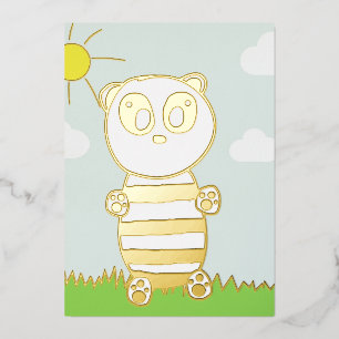 Süße Panda-Illustration Folieneinladung