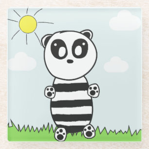 Süße Panda-Illustration Glasuntersetzer