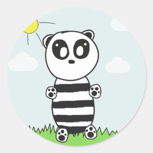 Süße Panda-Illustration Runder Aufkleber