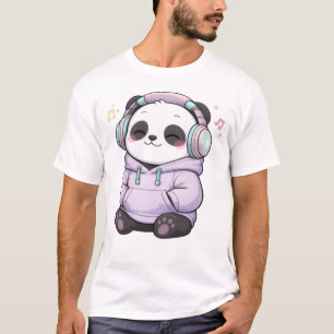Süße Panda-Kopfhörer Herren T-Shirt   Kawaii Musik