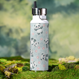 Süße Panda-Pfoten und Bambus-Nahtloses Muster Trinkflasche