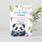 Süße Panda-Pool-Themen-Einladung Einladung (Stehend Vorderseite)