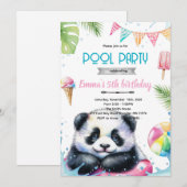 Süße Panda-Pool-Themen-Einladung Einladung (Vorne/Hinten)