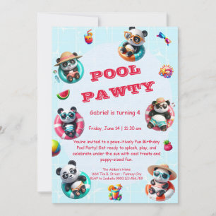 Süße Panda-Poolparty-Geburtstagseinladung Sommer Einladung