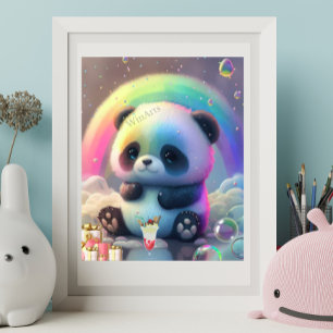 Süße Panda Regenbogen Bunte Moderne Kinderzimmer K Poster
