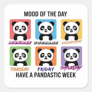 Süße Panda-Stimmung-des-Tages-Aufkleber Quadratischer Aufkleber