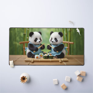 Süße Pandabärenjungen bereiten Sushi zu Schreibtischunterlage