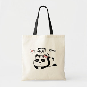 Süße Pandajunge liebt Mami personalisierte Trageta Tragetasche