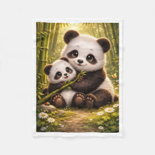 Süße Pandas im Bambuswald Kuschel-Fleece-Decke Fleecedecke