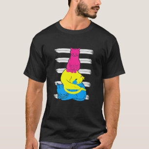 Süße pansexuelle Katze  Lgbtq Pan Pride Flagge Pan T-Shirt