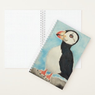 Süße Papageientaucher Aquarell Alaska Tier Kunst Notizblock