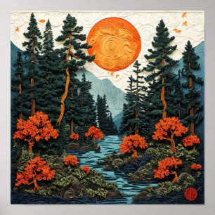 Süße Papierkunst Wald Poster