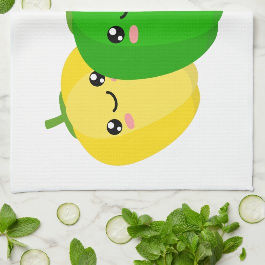 Süße Paprikaschoten Geschirrtuch (Gefaltet)