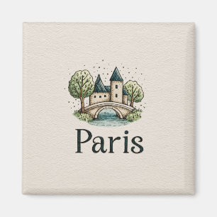 Süße Pariser Illustration Magnet