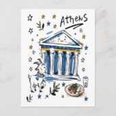 Süße Parthenon-Athen-Doodle-Kunst Postkarte (Vorderseite)