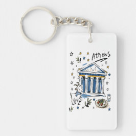 Süße Parthenon-Athen-Doodle-Kunst Schlüsselanhänger