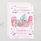 Süße Party Einladung, bearbeitbar zum Geburtstag Einladung (Vorne/Hinten)