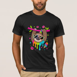 Süße Party-Faultier mit Donuts T-Shirt