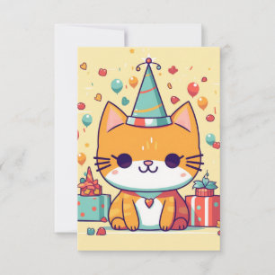 Süße Party-Katz Geburtstag,  Dankeskarte