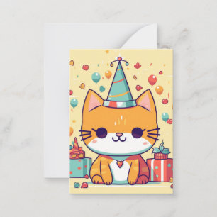 Süße Party-Katz Geburtstag, Mitteilungskarte
