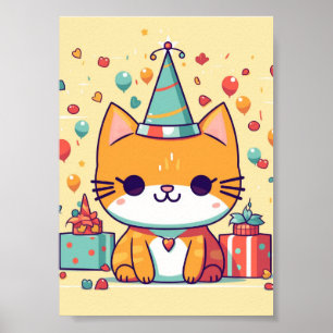 Süße Party-Katz Geburtstag, Poster