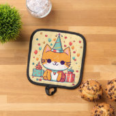 Süße Party-Katz Geburtstag,  Topflappen (Oben Unten)