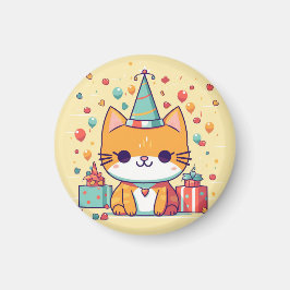 Süße Party-Katzen-Geburtstags-Magnet, Karte, Gruß Magnet