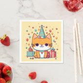 Süße Party-Katzen-Geburtstagsfeier, Serviette (Beispiel)