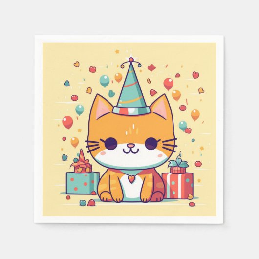 Süße Party-Katzen-Geburtstagsfeier, Serviette (Vorderseite)