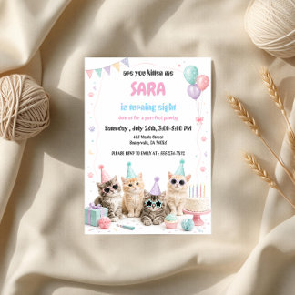 Süße Party Katzen Pastell-Feier Geburtstag Einladung