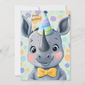 Süße Party-Tier-Geburtstagseinladung Nashorn Einladung