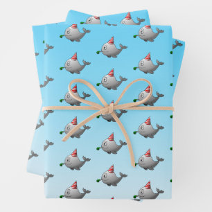 Süße Party-Wal Geschenkpapier Set
